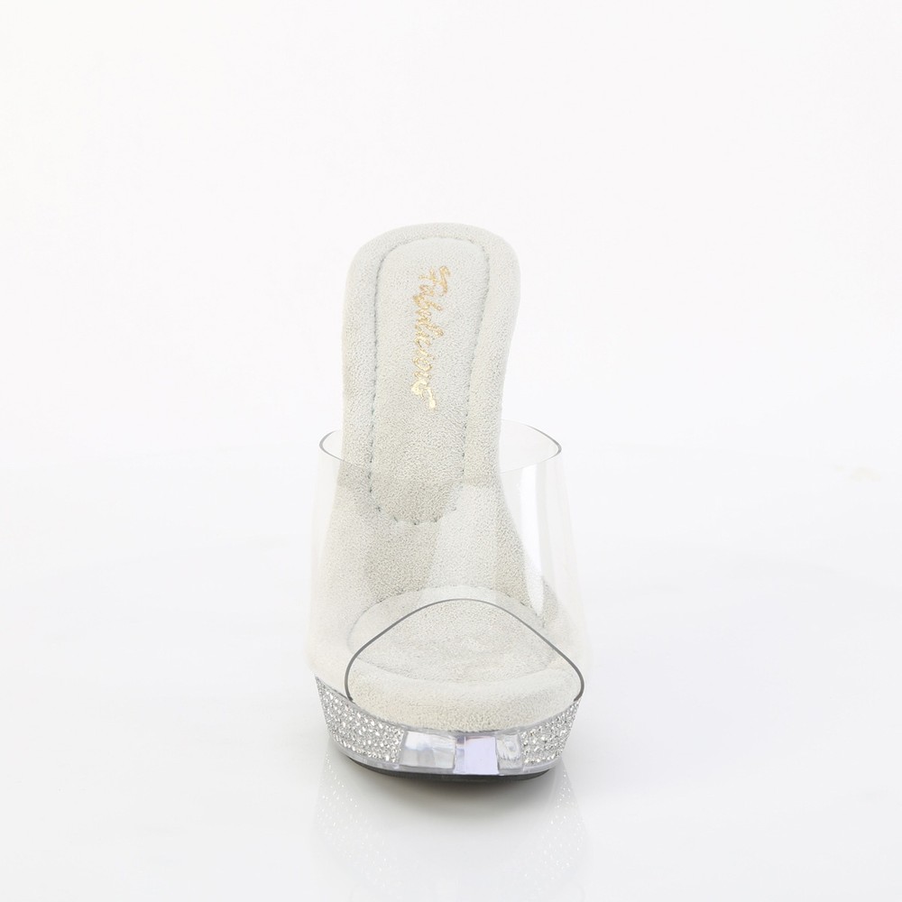 Fabulicious - ATHENA501 Mules with heel - White/Transparent